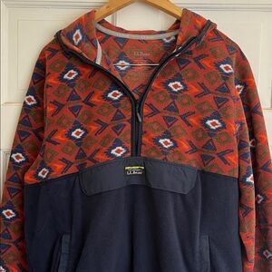 L.L. Bean Half Zip Fleece Pullover with Hood